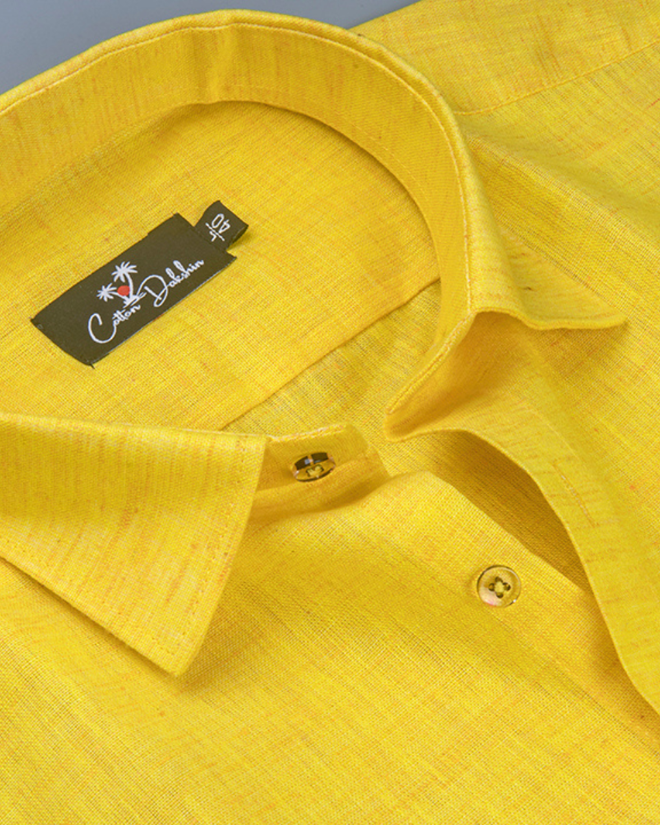 Linen golden yellow Colour Shirts for Men