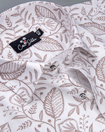 New Linen White with Marrun flower Print Shirts for Men