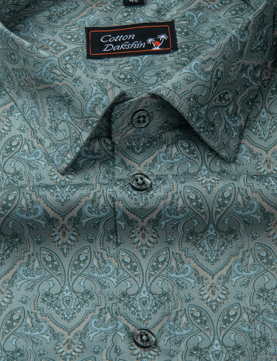 Cotton Printed Rama Green Colour Shirts for Men