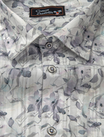 Cotton Printed White with Lavender Flowers Print Shirts for Men