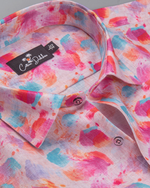 New Italian Linen Pink Rama Print Shirts for Men