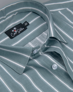 Linen Bottle Green with White lining Shirts for Men