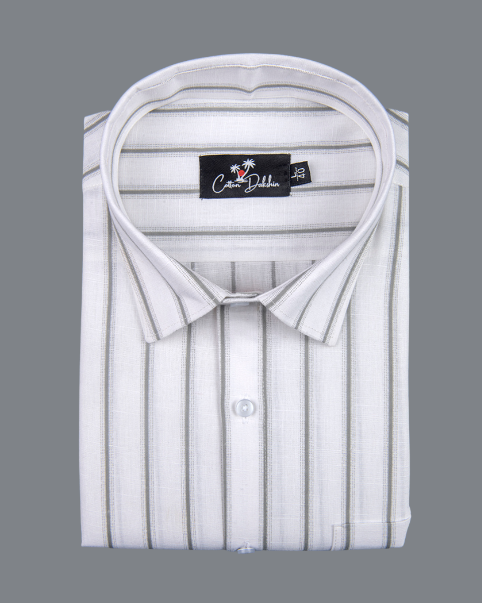 Linen white with Grey Lining Shirts for Men