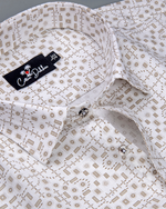 Linen White with fone Geometric Print Shirt for Men