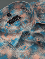 Cotton Printed Blue with Orange Mix Print Shirts for Men