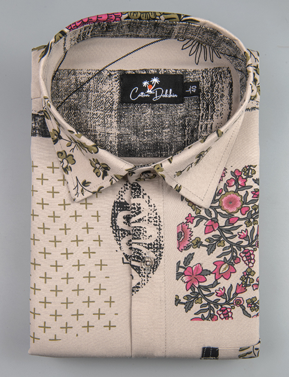 Rayon Print Fone with Pink Black Shirts for Men