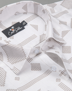 Gloster LlinenWhite with Brown Zari Print Shirts for Men