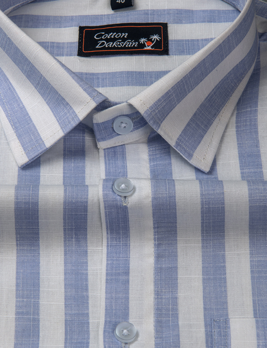 Linen Boss Patta Sky Blue Colour Shirts