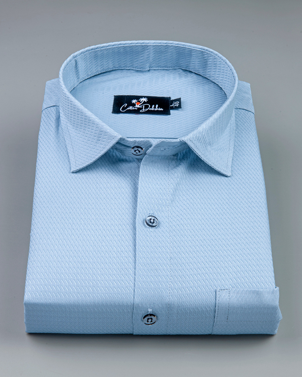 Sky Blue Colour Dobby Cotton Shirts for Men