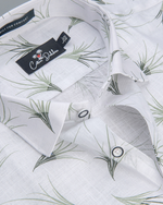 Linen White With Green Flower Print Shirts