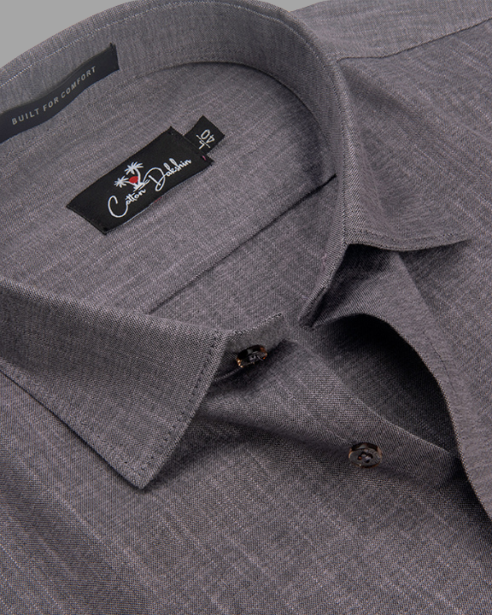 Blended Linen Gray Colour Shirts For Men