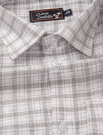 Linen White with Gray Multi Checks Shirts for Men
