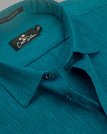 Blended Linen Rama Green Colour Shirts For Men