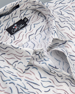 Italian Linen Cream With Brown Grey Sparkle Print Shirts