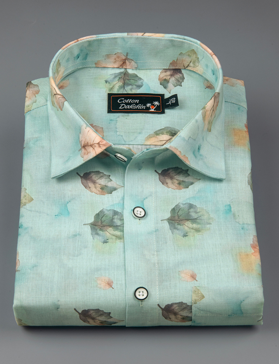 Linen Prime Rama with Fone Flower Print Shirts for Men