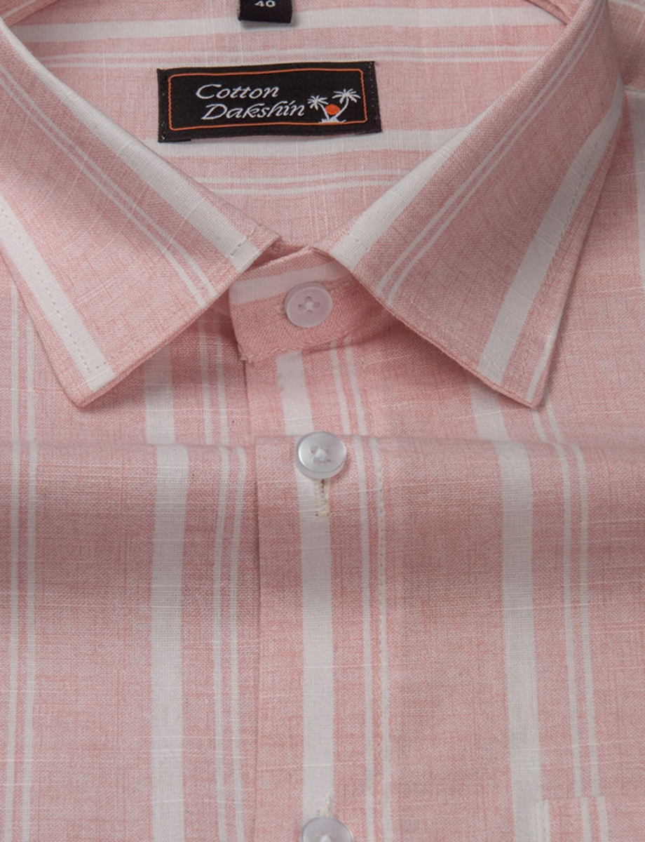 Slub Linen Peach with White Lining Shirts for Men