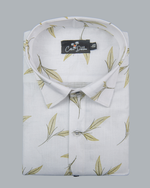 Turkey Linen White with Mahendi Leaf Printed Shirts for Men