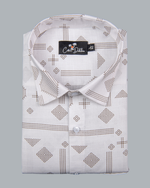 Gloster LlinenWhite with Brown Zari Print Shirts for Men