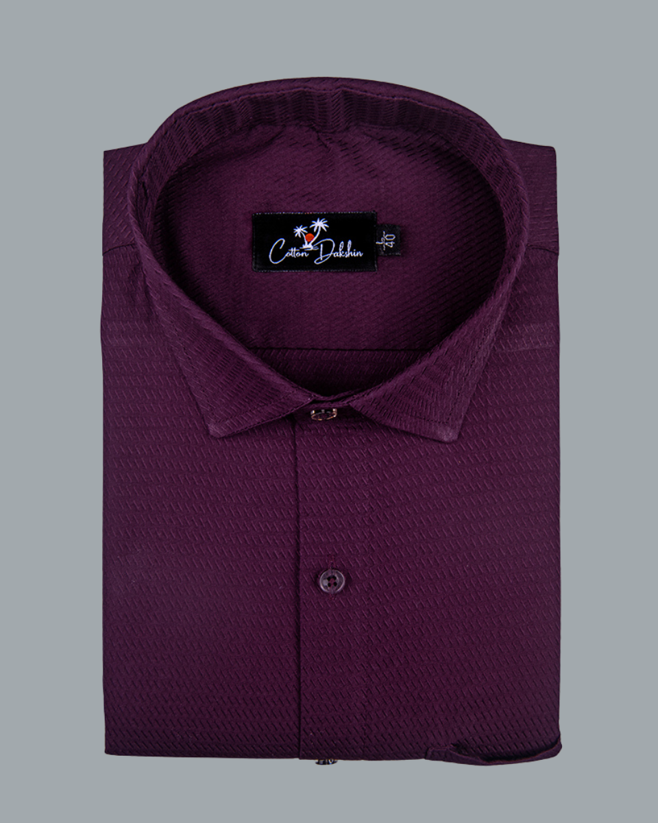 Wine Colour Dobby Cotton Shirts for Men