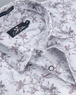 Italian Linen Gray Wala Brown Flower Print Shirts