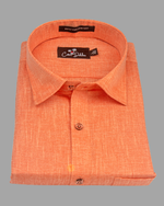 Blended Linen Orange Colour Shirts For Men