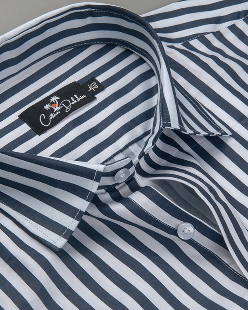 Cotton White with Navy Blue Linning Shirts for Men