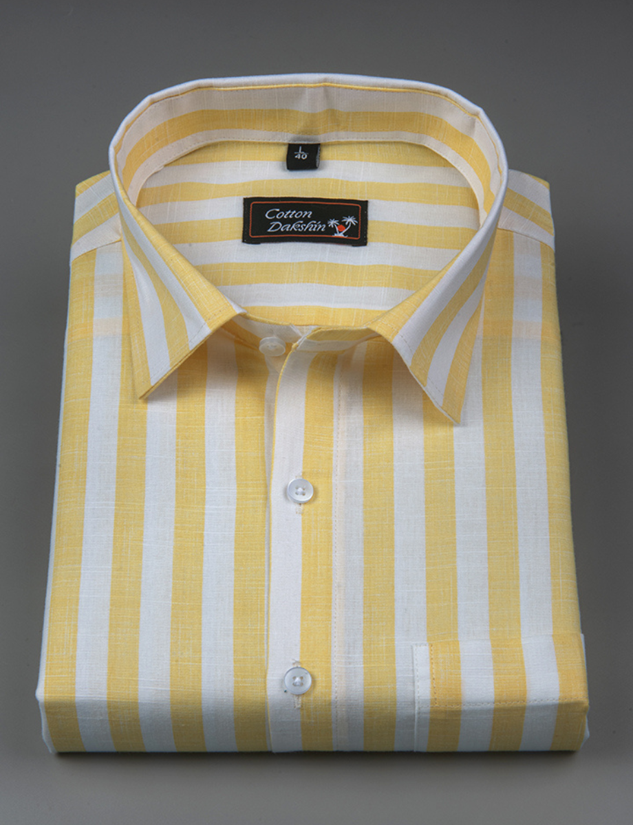 Linen Boss Patta Yellow Colour Shirts