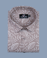 Linen Marrun with White flower Print Shirts for Men