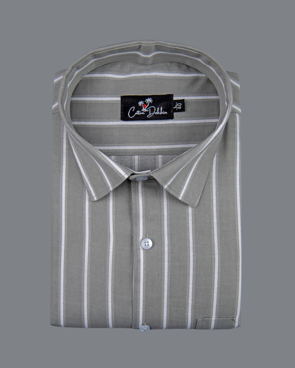 Linen Gray with White Lining Shirts for Men