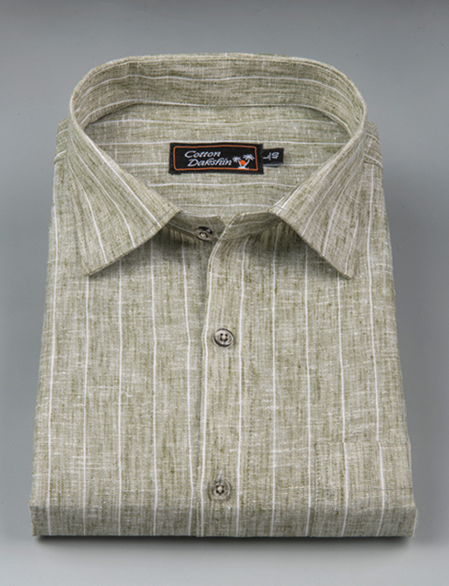 Euro Linen Pista Green with Lining Shirts for Men