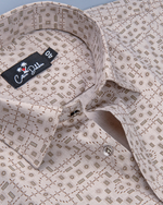 Linen Light fone with Dark fone Geometric Print Shirt for Men