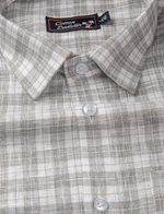 Linen White with Gray Checks Shirts for Men