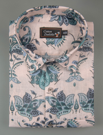 Linen Prime Light Peach with Rama Flower Print Shirts for Men