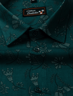 Cotton Printed Rama Green with Flowers Print Shirts for Men