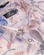 Italian Linen Light Pink With Lavender Print Shirts