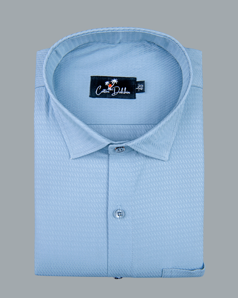 Sky Blue Colour Dobby Cotton Shirts for Men