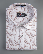 Linen White With Marun Print Shirts