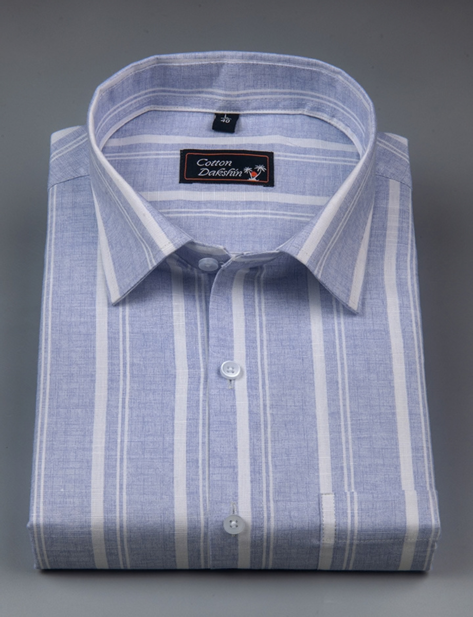 Slub Linen Lavenderwith White Lining Shirts for Men