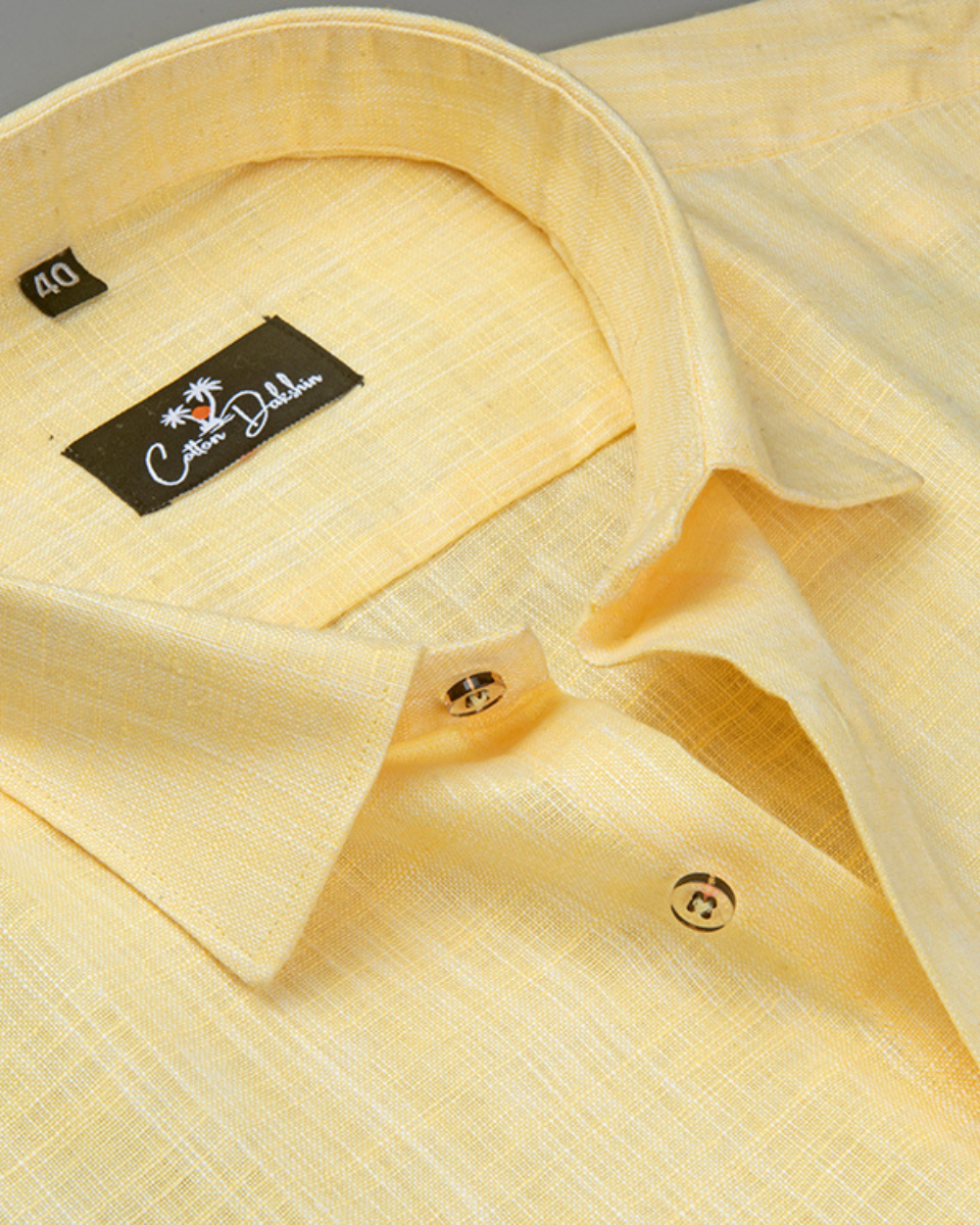 Linen Light Yellow Colour Shirt for Men