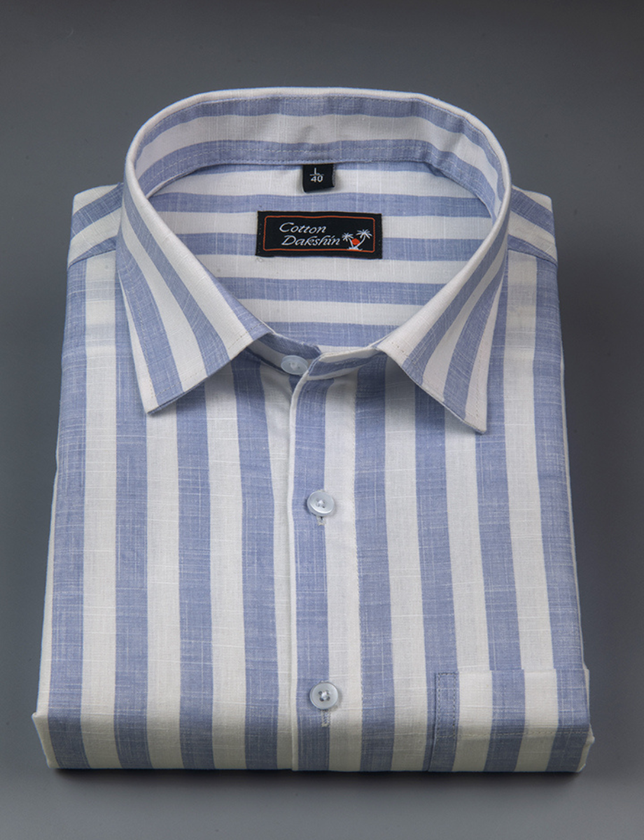 Linen Boss Patta Sky Blue Colour Shirts
