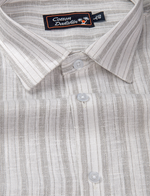 Linen White with Gray Lining Shirts for Men