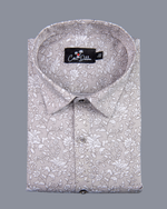 Cotton Pink with White Flower Print Shirts for Men