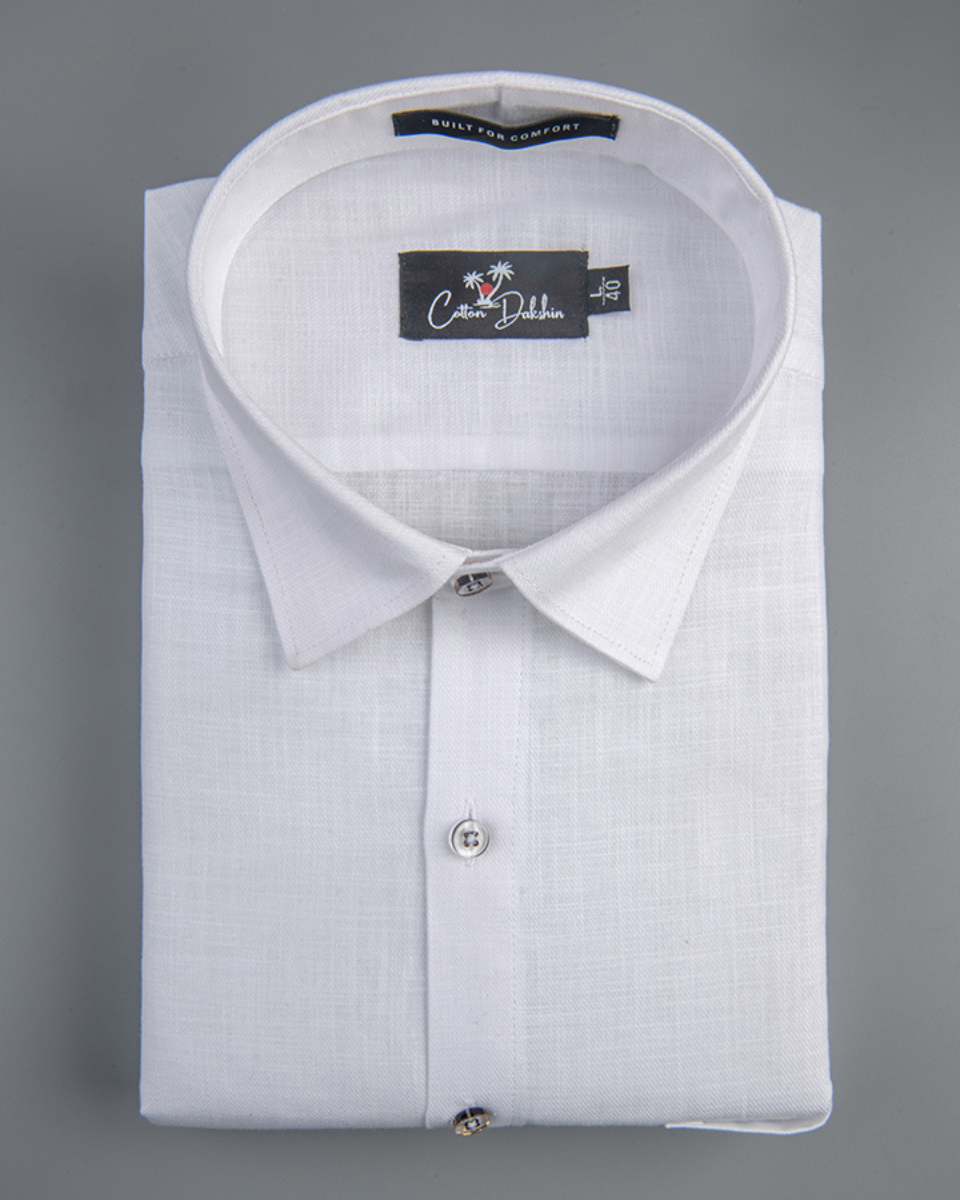 Blended Linen White Shirts For Men