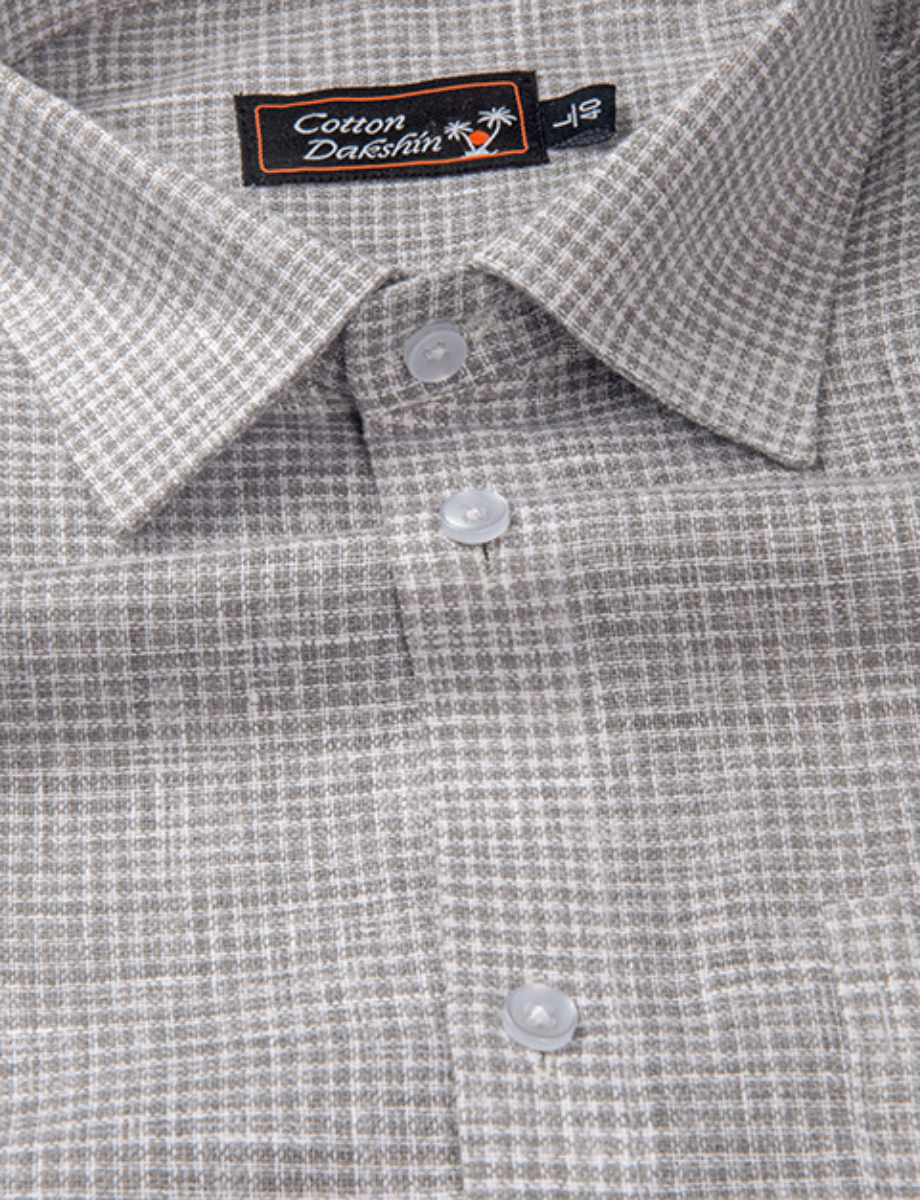 Linen Gray Colour Checks Shirts for Men
