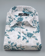 Gloster Linen White with Rama Flower Print Shirts for Men