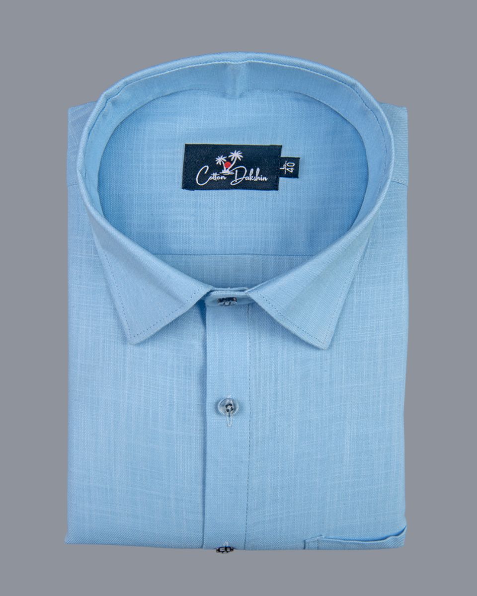 Cotton Sky Blue Colour Shirts for Men