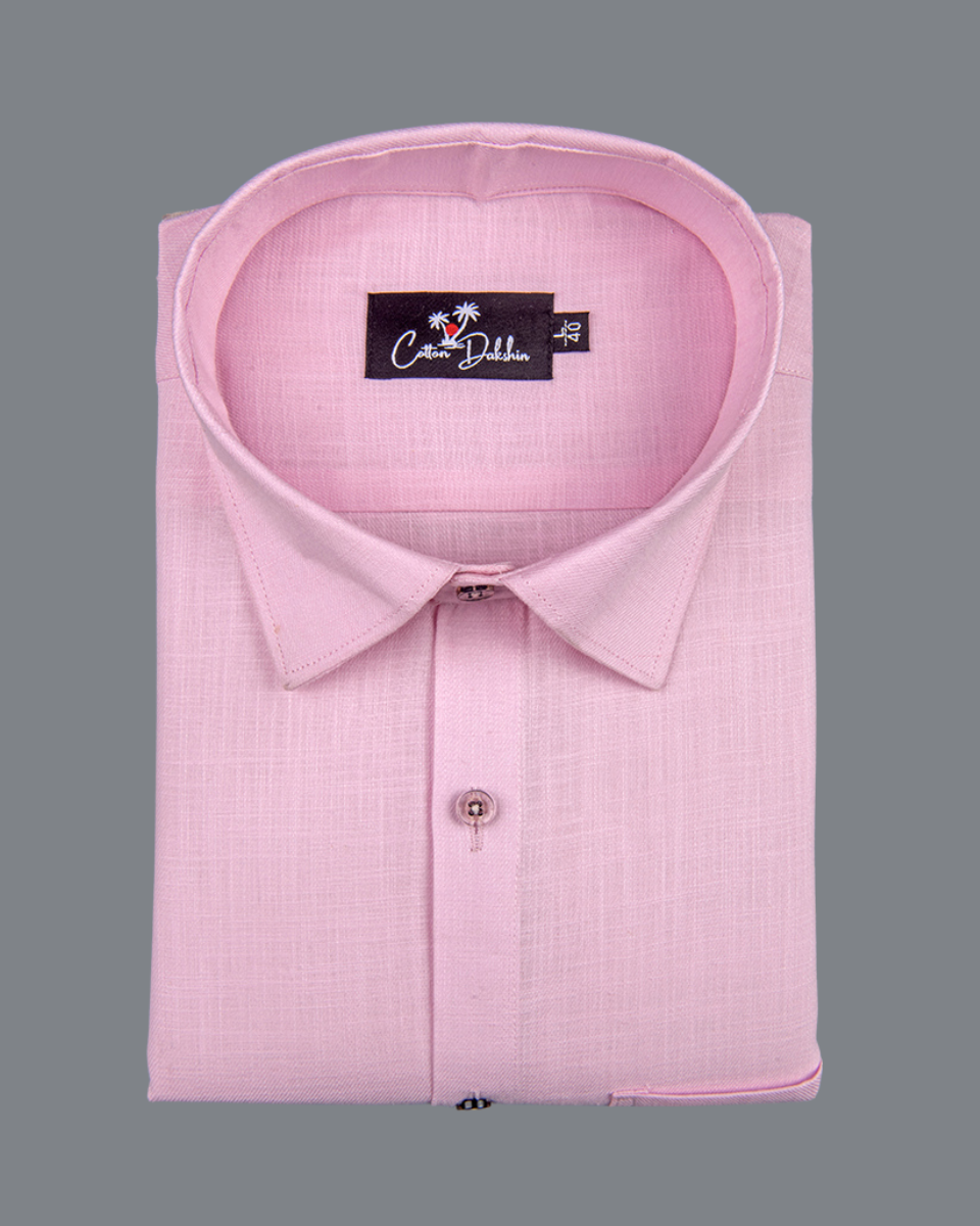 Slub Linen Pink Colour Shirts for Men