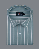 Linen Bottle Green with White lining Shirts for Men