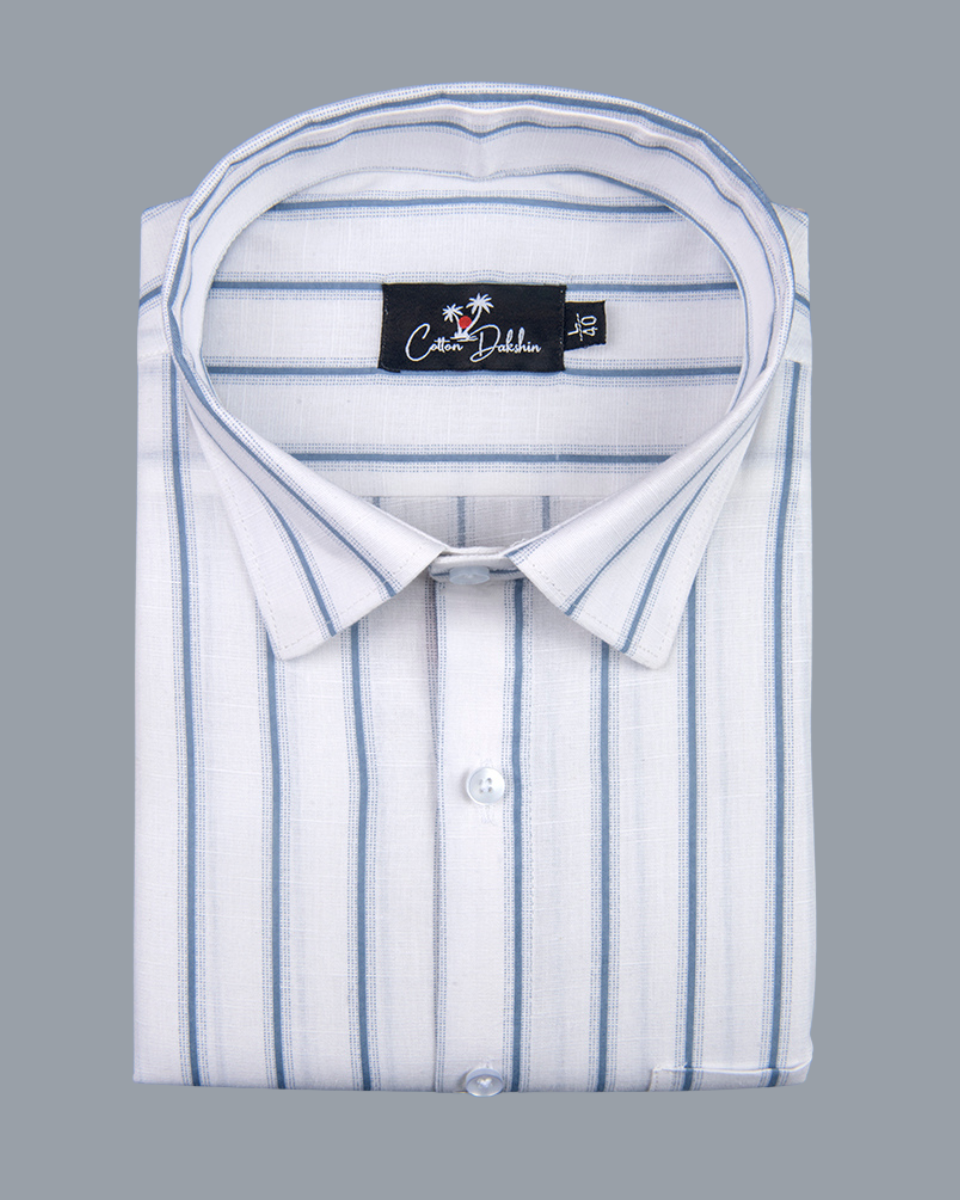Linen White with Blue Lining Shirts for Men