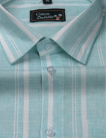 Slub Linen Rama Blue with White Lining Shirts for Men